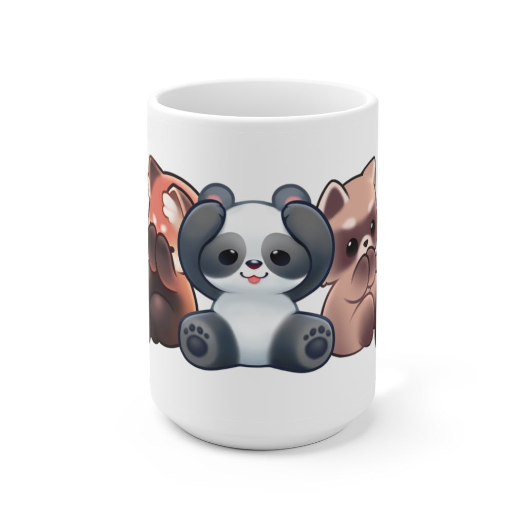 15oz White Mug - Three Wise Pandas